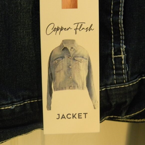 Copper Flash Denim Jean Jacket Bedazzled Buttons Size 2X NWT - Picture 6 of 8